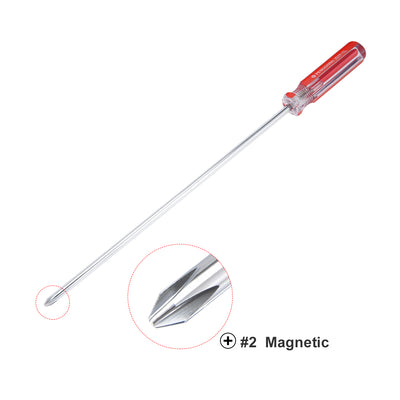 Harfington Magnetic  Phillips Screwdriver with Round Shaft Clear Red Handle