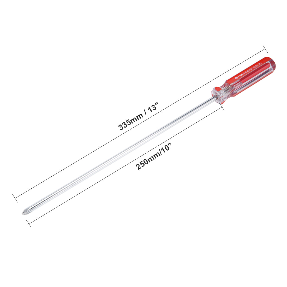 Harfington Magnetic  Phillips Screwdriver with Round Shaft Clear Red Handle
