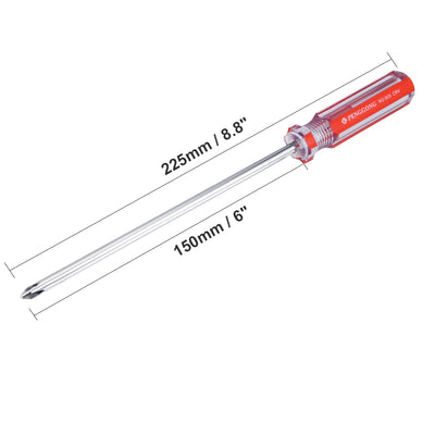 Harfington Magnetic  Phillips Screwdriver with Round Shaft Clear Red Handle
