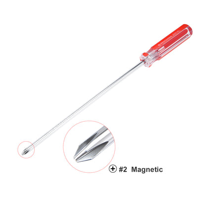 Harfington Magnetic  Phillips Screwdriver with Round Shaft Clear Red Handle