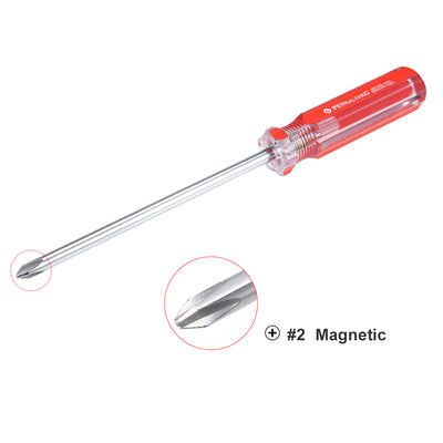 Harfington Magnetic  Phillips Screwdriver with Round Shaft Clear Red Handle