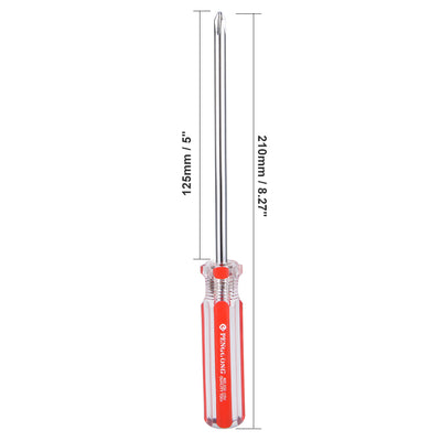 Harfington Magnetic  Phillips Screwdriver with Round Shaft Clear Red Handle