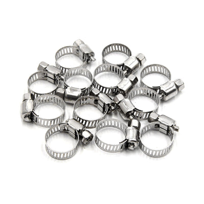 Harfington 12Pcs 9-16mm Metal Adjustable Drive Hose Clamp Fuel Line  Clip for Car