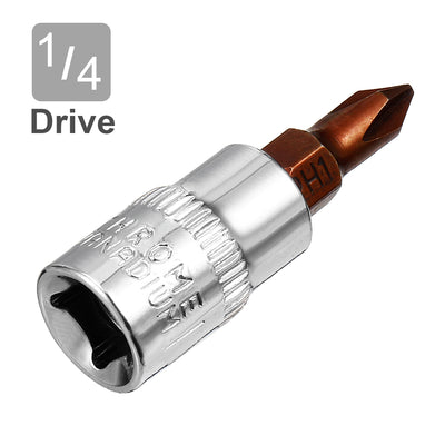 Harfington 2Pcs 1/4-Inch Drive PH1 phillips Bit Socket, S2 Steel