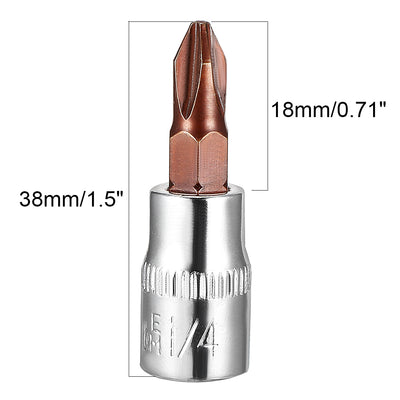 Harfington 2Pcs 1/4-Inch Drive PH2 phillips Bit Socket, S2 Steel