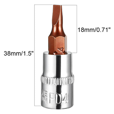 Harfington 2Pcs 1/4-Inch Drive FD4 Flat Bit Socket, S2 Steel