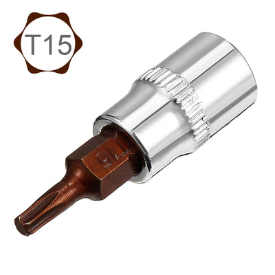 Harfington 2Pcs 1/4-Inch Drive T15 Torx Bit Socket, S2 Steel