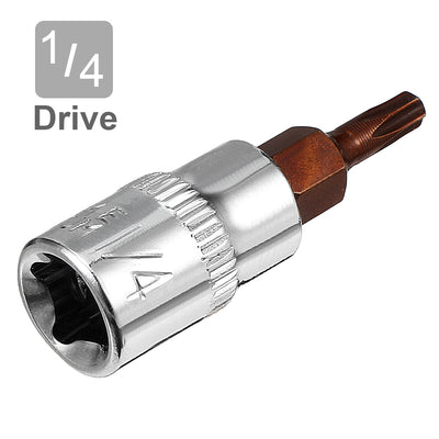 Harfington 2Pcs 1/4-Inch Drive T15 Torx Bit Socket, S2 Steel