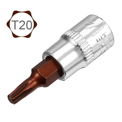 Harfington 2Pcs 1/4-Inch Drive T20 Torx Bit Socket, S2 Steel