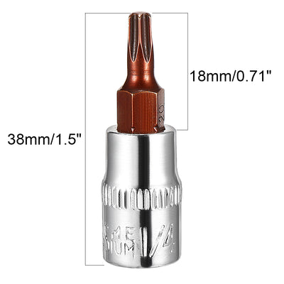 Harfington 2Pcs 1/4-Inch Drive T20 Torx Bit Socket, S2 Steel