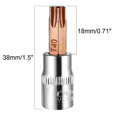 Harfington 2Pcs 1/4-Inch Drive T40 Torx Bit Socket, S2 Steel