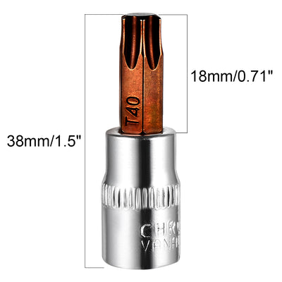 Harfington 2Pcs 1/4-Inch Drive T40 Torx Bit Socket, S2 Steel