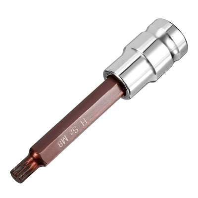 Harfington 1/2" Drive x M8 (8mm) Triple Square Spline Bit Socket, S2 Steel Bits, CR-V Sockets 4" Length