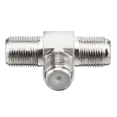 Harfington 15 Pcs Silver Tone BSP 3 Ways F Female Jack RF Coaxial Adapter Connector