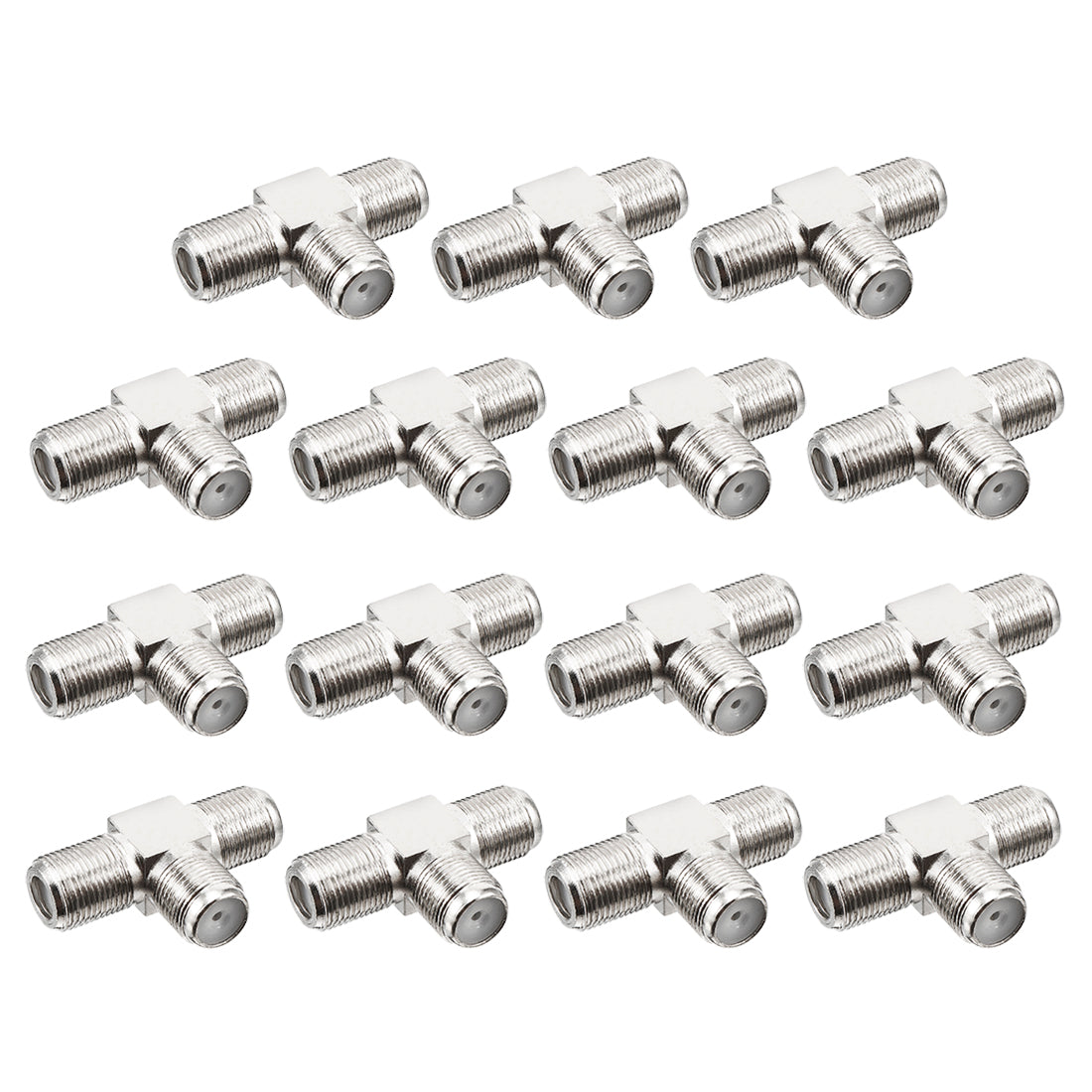 Harfington 15 Pcs Silver Tone BSP 3 Ways F Female Jack RF Coaxial Adapter Connector