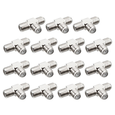 Harfington 15 Pcs Silver Tone BSP 3 Ways F Female Jack RF Coaxial Adapter Connector