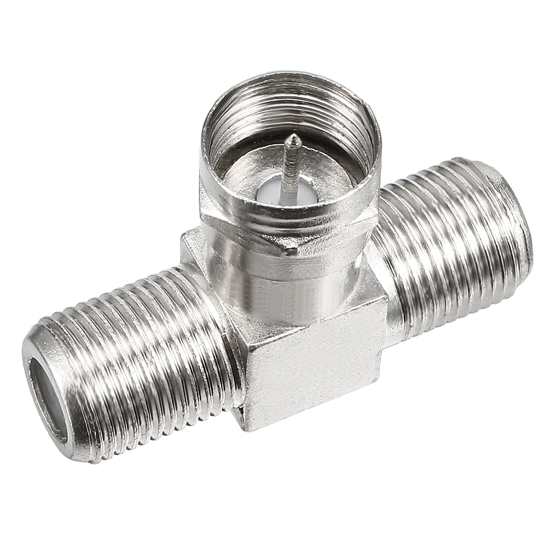 Harfington 15 Pcs Silver Tone BSP 3 Ways F Male to 2 F Female Jack RF Coaxial Adapter Connector
