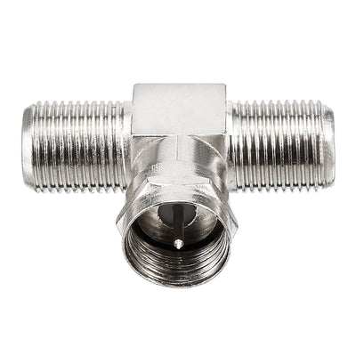 Harfington 15 Pcs Silver Tone BSP 3 Ways F Male to 2 F Female Jack RF Coaxial Adapter Connector