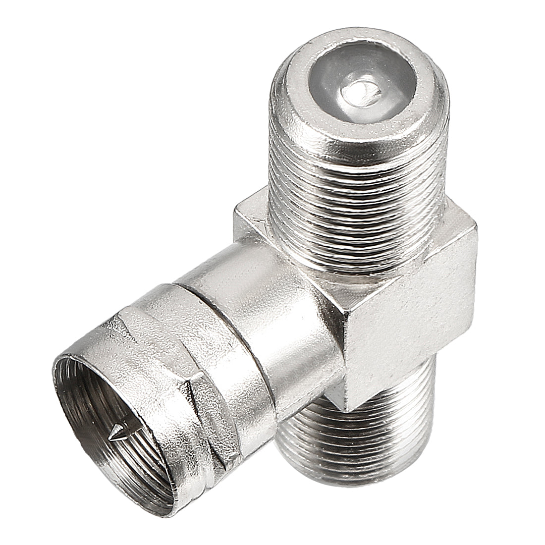 Harfington 15 Pcs Silver Tone BSP 3 Ways F Male to 2 F Female Jack RF Coaxial Adapter Connector