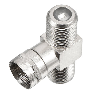 Harfington 15 Pcs Silver Tone BSP 3 Ways F Male to 2 F Female Jack RF Coaxial Adapter Connector