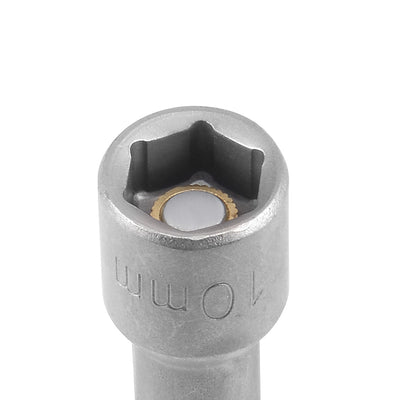 Harfington 2 Pcs 1/4" Quick-Change Hex Shank 10mm Magnetic Nut Sockets Driver, 65mm Length