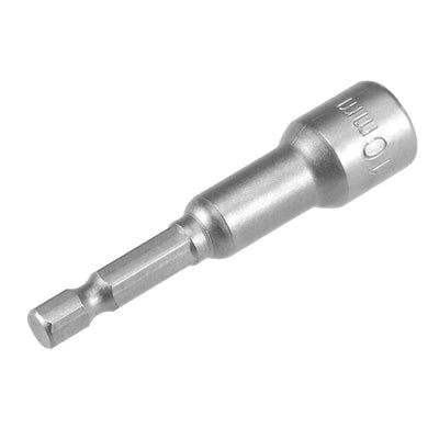 Harfington 2 Pcs 1/4" Quick-Change Hex Shank 10mm Magnetic Nut Sockets Driver, 65mm Length