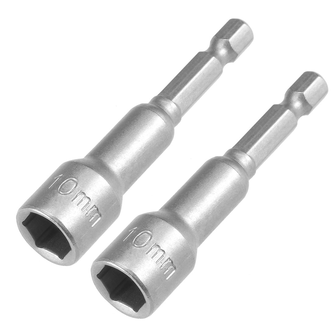 Harfington 2 Pcs 1/4" Quick-Change Hex Shank 10mm Magnetic Nut Sockets Driver, 65mm Length