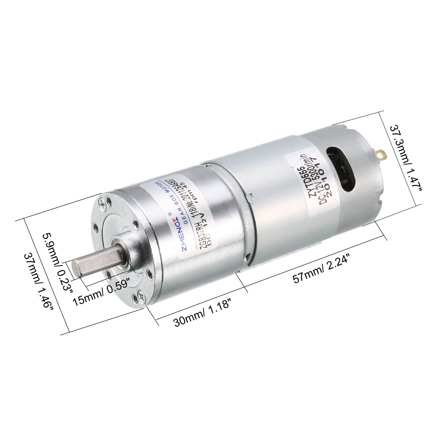 Harfington 12V DC 50 RPM Gear Motor High Torque Electric Reduction Gearbox Eccentric Output Shaft