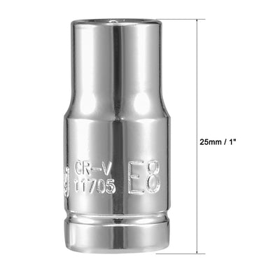 Harfington 2Pcs 1/4-inch Drive E8 External Torx Shallow Socket, Cr-V Steel