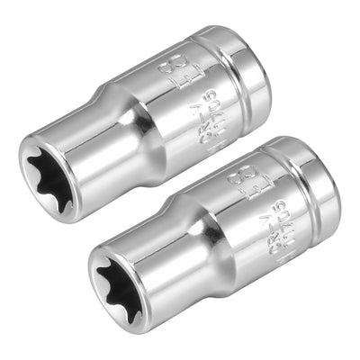 Harfington 2Pcs 1/4-inch Drive E8 External Torx Shallow Socket, Cr-V Steel