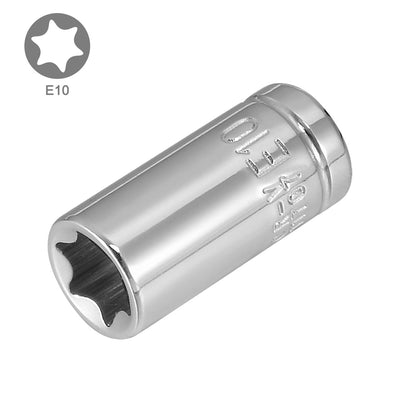Harfington 2Pcs 1/4-inch Drive E10 External Torx Shallow Socket, Cr-V Steel
