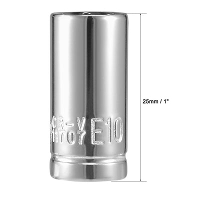 Harfington 2Pcs 1/4-inch Drive E10 External Torx Shallow Socket, Cr-V Steel