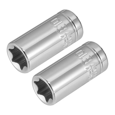 Harfington 2Pcs 1/4-inch Drive E10 External Torx Shallow Socket, Cr-V Steel