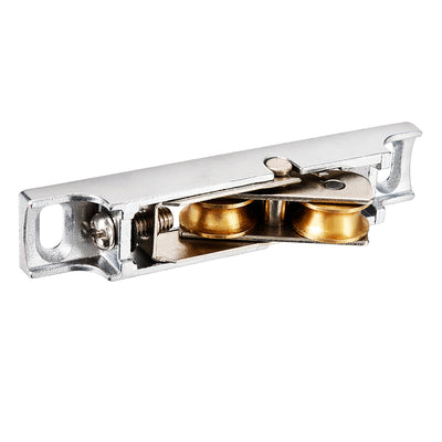 Harfington 14.5mm Dia Brass Electroplating Double Wheel Sliding Door Window Pulley 2pcs