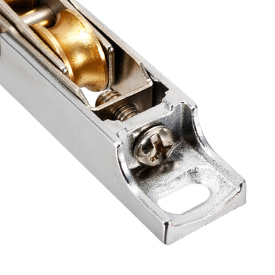 Harfington 14.5mm Dia Brass Electroplating Double Wheel Sliding Door Window Pulley 2pcs