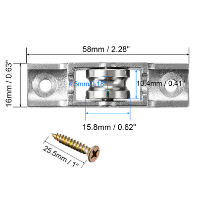 Harfington 15.8mm Dia Bearing Steel Electroplating Single Wheel Sliding Door Window Pulley