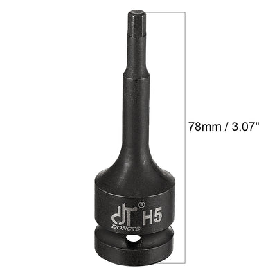 Harfington 1/2-Inch Drive 5mm Hex Bit Impact Socket, Cr-Mo Steel