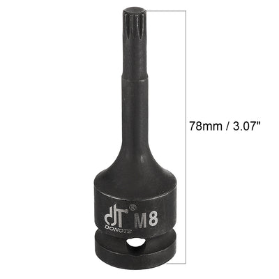 Harfington Impact Triple Square Spline Bit Socket, Metric Cr-Mo Steel with O-Ring and Dowel Pin