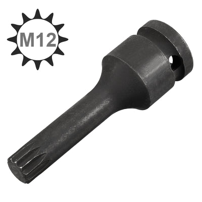 Harfington Impact Triple Square Spline Bit Socket, Metric Cr-Mo Steel with O-Ring and Dowel Pin