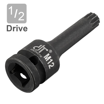 Harfington Impact Triple Square Spline Bit Socket, Metric Cr-Mo Steel with O-Ring and Dowel Pin