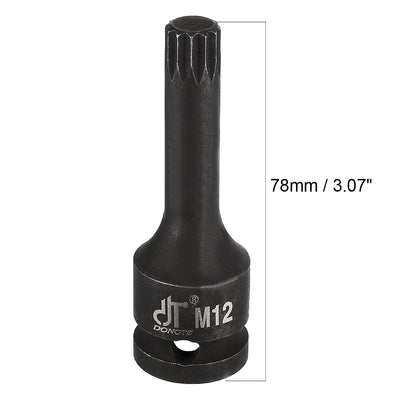 Harfington Impact Triple Square Spline Bit Socket, Metric Cr-Mo Steel with O-Ring and Dowel Pin