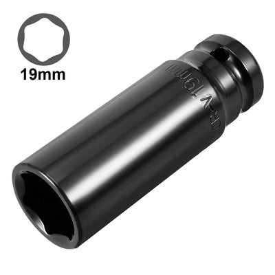 Harfington 2 Pcs 1/2-Inch Drive by 19mm Deep Impact Socket, Cr-V, 6-Point, Metric