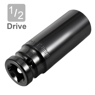 Harfington 2 Pcs 1/2-Inch Drive by 19mm Deep Impact Socket, Cr-V, 6-Point, Metric