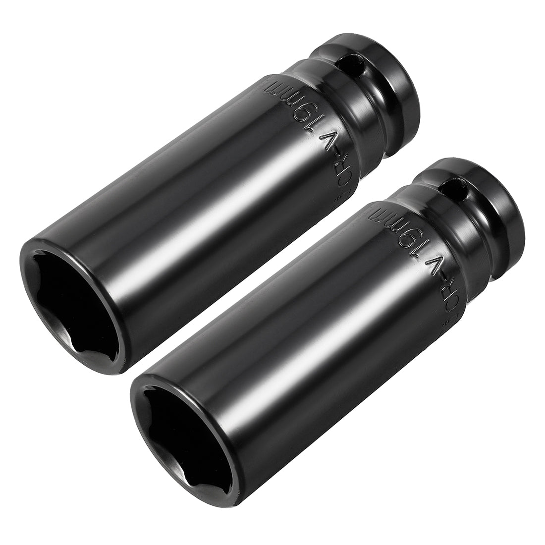 Harfington 2 Pcs 1/2-Inch Drive by 19mm Deep Impact Socket, Cr-V, 6-Point, Metric