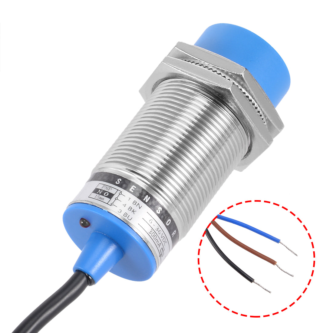 Harfington 15mm Inductive Proximity Sensor Switch Detector PNP NO DC 6-36V 300mA 3-wire LJ30A3-15-Z/BY