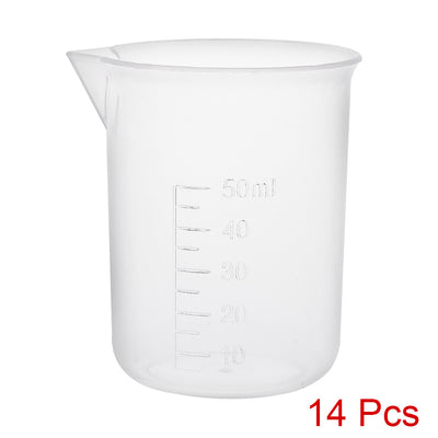 Harfington 14pcs Measuring Cup Labs PP Graduated Beakers 50ml