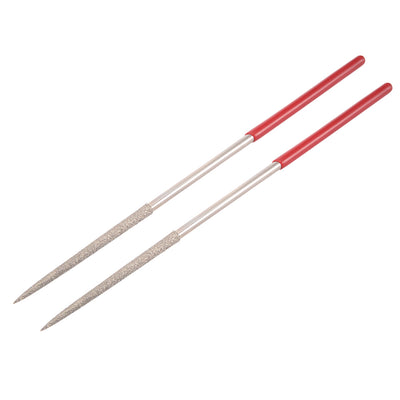 Harfington 2Pcs 3mm x 140mm Round Diamond Needle File 150 Grit