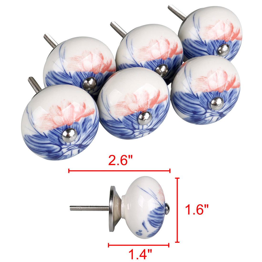 Harfington 6 x Hand Painted Ceramic Door Knobs Cabinet Drawer Wardrobe Cupboard Pull Handles