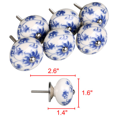 Harfington 6 x Hand Painted Ceramic Door Knobs Cabinet Drawer Wardrobe Cupboard Pull Handles