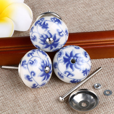 Harfington 6 x Hand Painted Ceramic Door Knobs Cabinet Drawer Wardrobe Cupboard Pull Handles